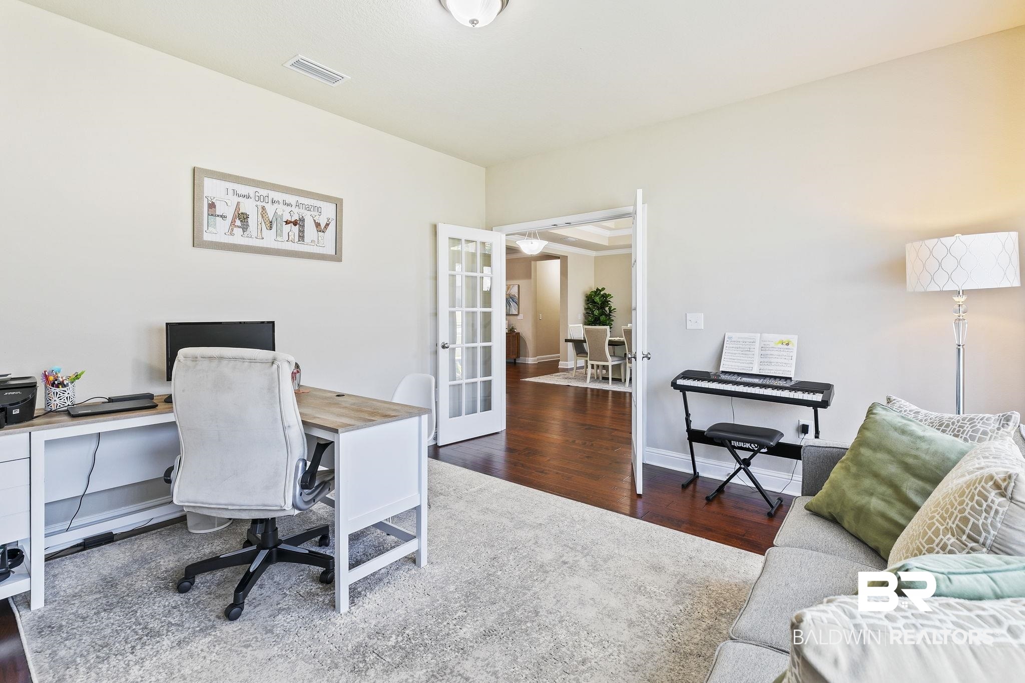 31500 Spoonbill Road Daphne, AL 36527 - Photo 35 of 85 Office space with dark hardwood / wood-style floors and french doors