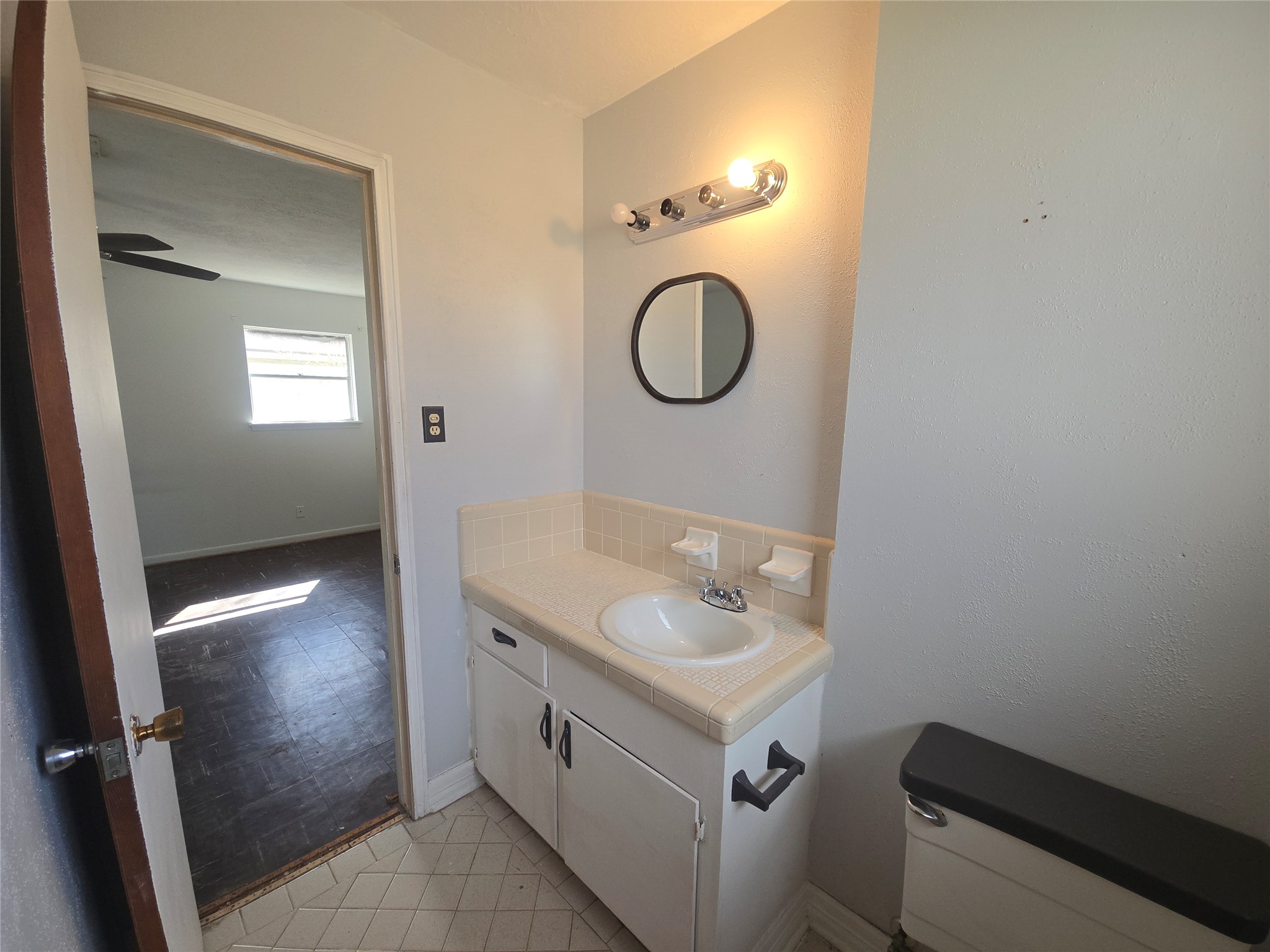 1045 Vine Drive Angleton, TX 77515 - Photo 31 of 48 a bathroom with a sink vanity and mirror