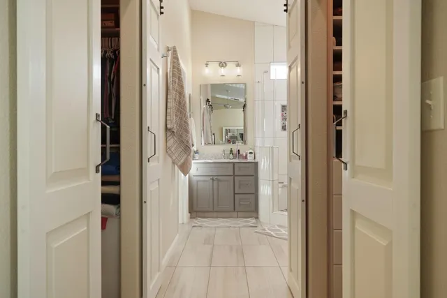 a aerial view of a house with a yard