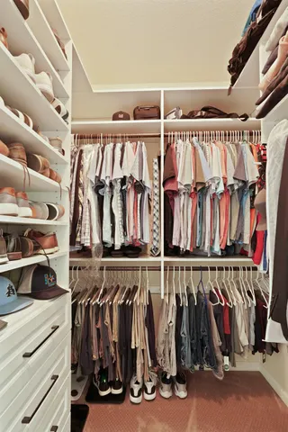 an aerial view of a house with a garden