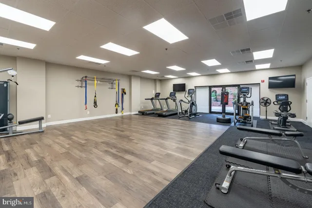 a view of a room with gym equipment