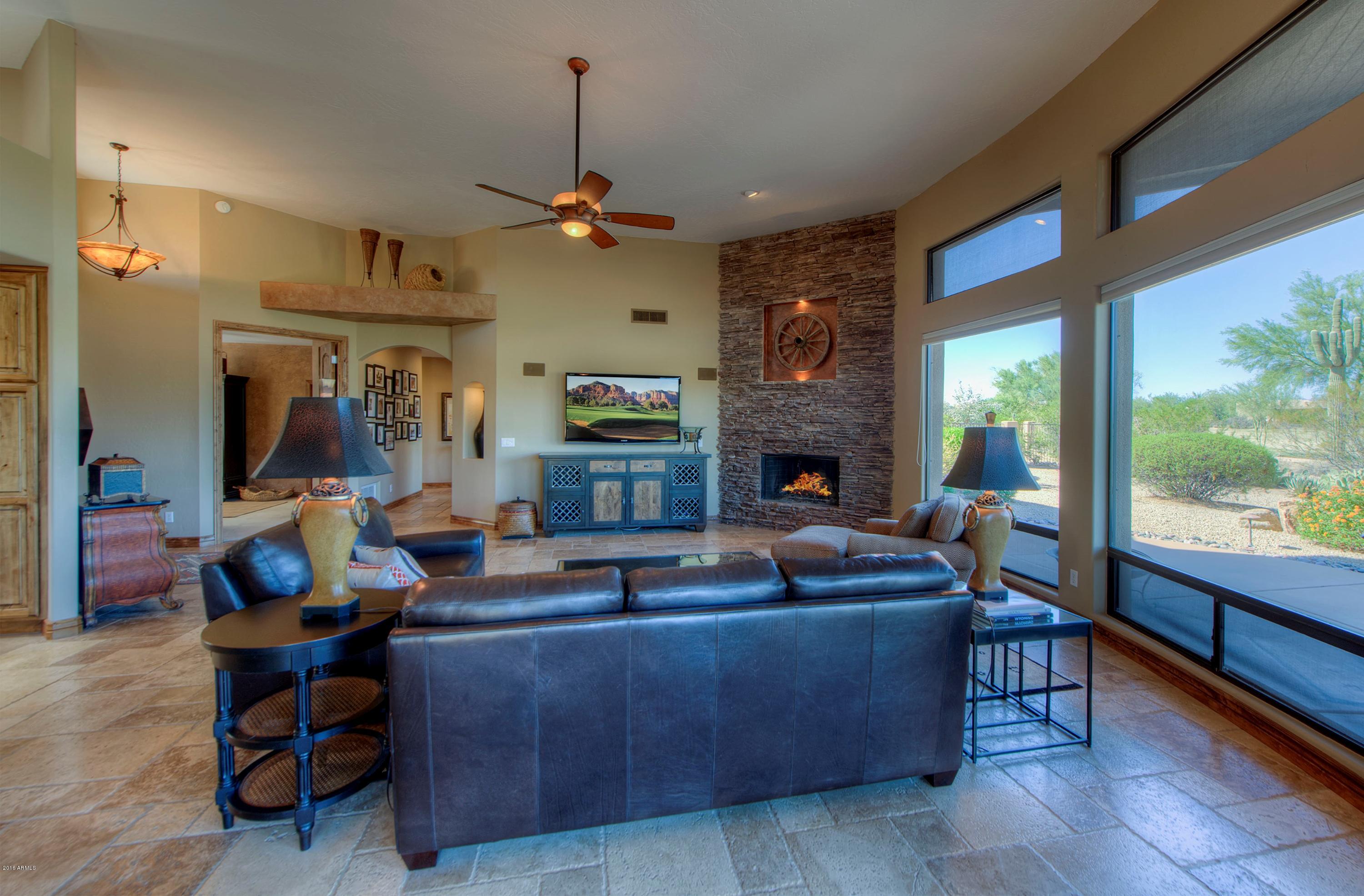 18520 East Picacho Road Rio Verde, AZ 85263 - Photo 5 of 24 005 Great Room w/ Wood Burning F/P
