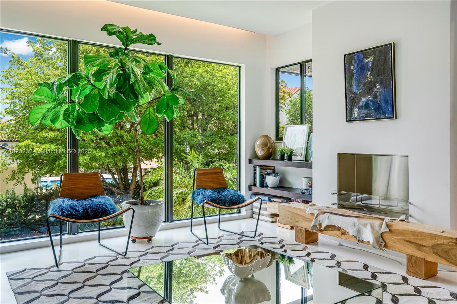 2000 South Bayshore Drive, Unit 47 Miami, FL 33133 - Photo 3 of 22 a living room with furniture a fireplace and a potted plant