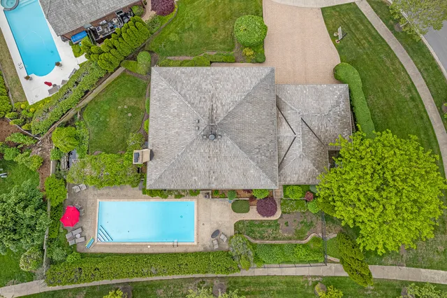 an aerial view of a house
