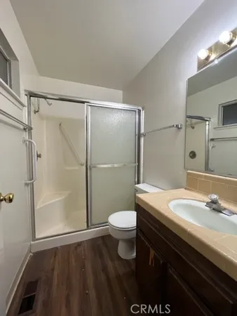 a hallway with a wooden floor
