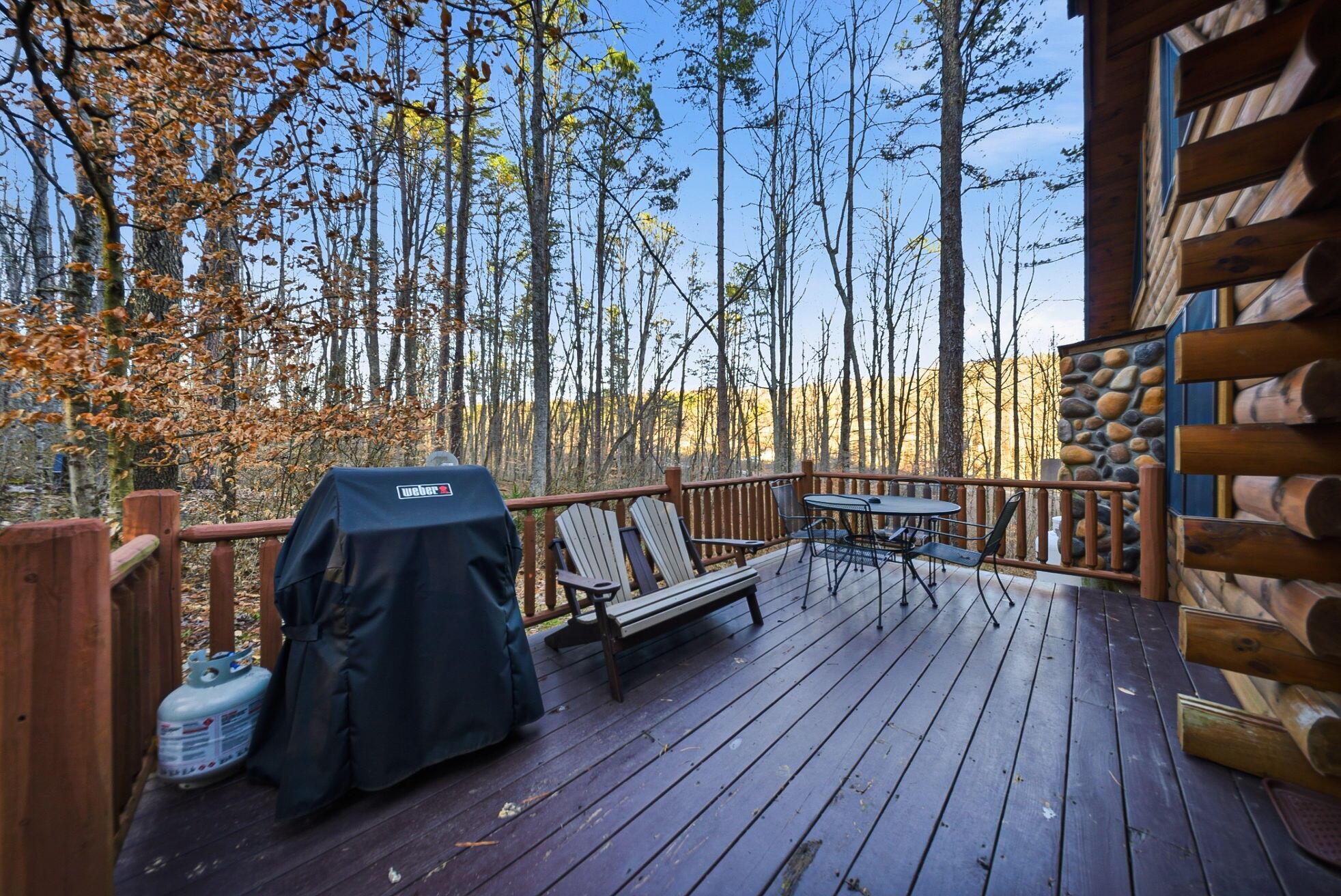 15399 Clapper Hollow Road Laurelville, OH 43135 - Photo 37 of 61 Back Deck with Hot Tub, Gas Grill, and Marked Hiking Trails to the Fire Pit and Pond