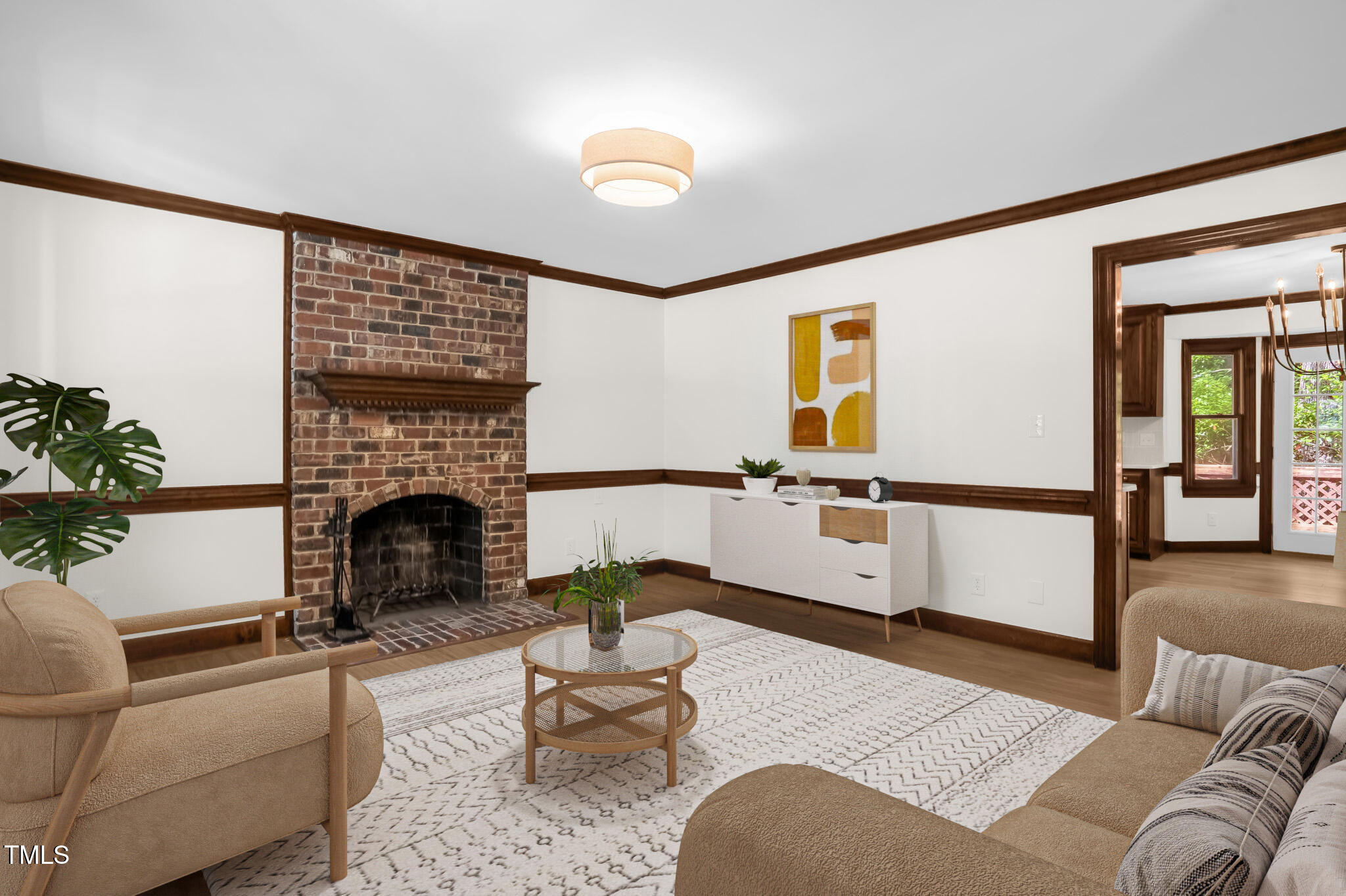 616 Cross Timbers Drive Durham, NC 27713 - Photo 2 of 29 a living room with furniture and a fireplace