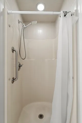 a bathroom with a bathtub