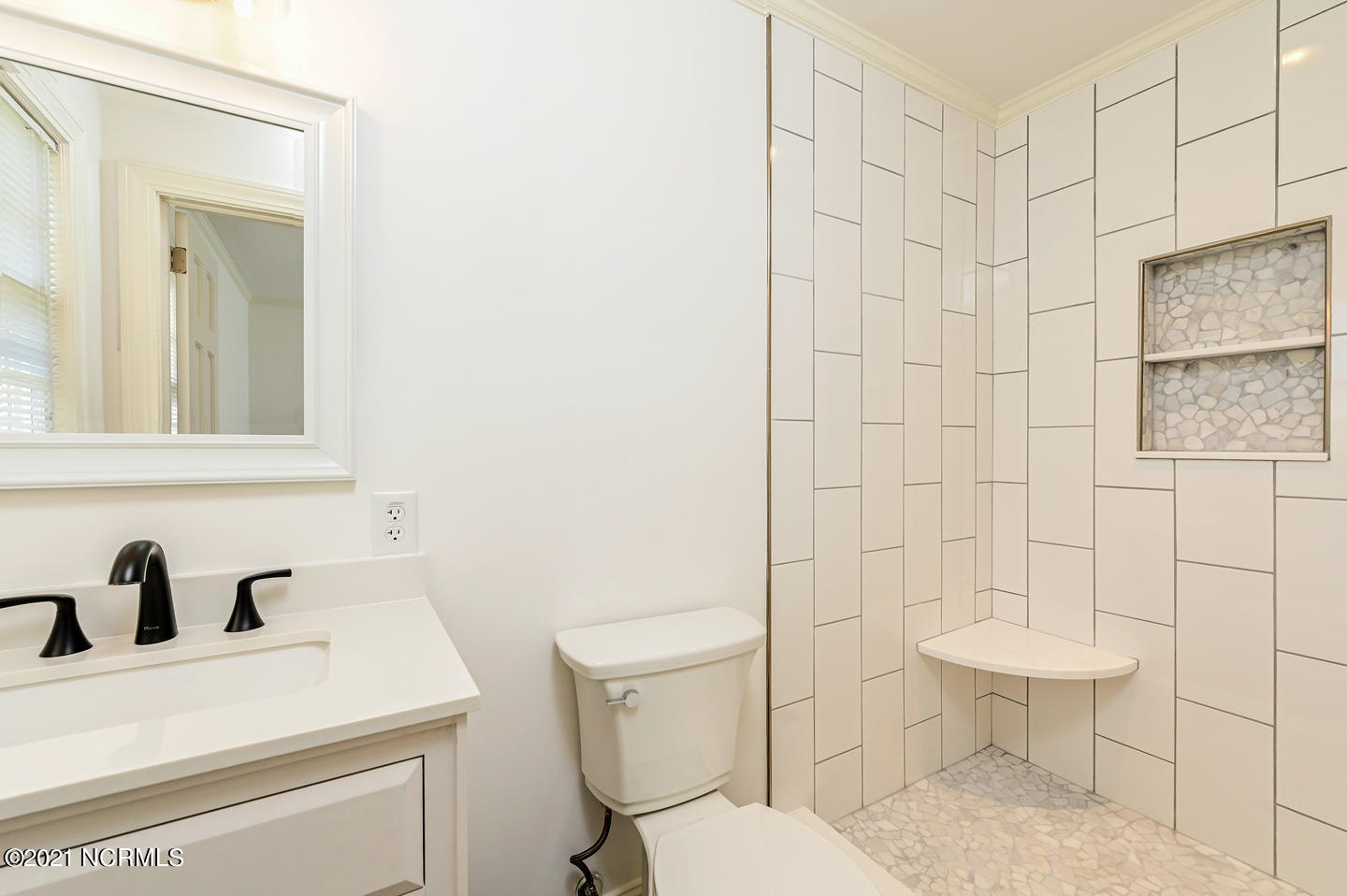 2980 Wesley Church Road Farmville, NC 27828 - Photo 25 of 37 Owner's Bath with New Vanity, Tile Floors & Tile Shower