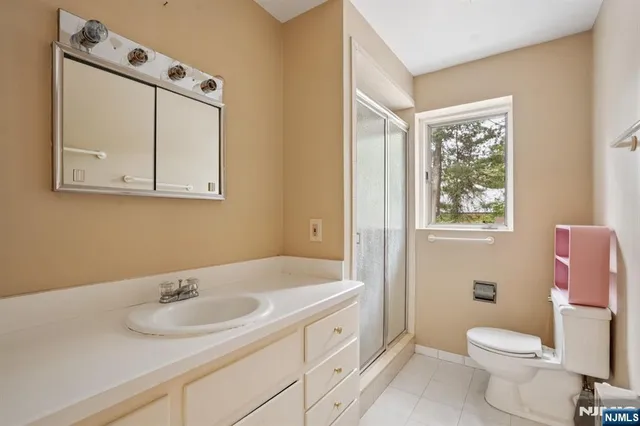 a bathroom with a sink a toilet and mirror