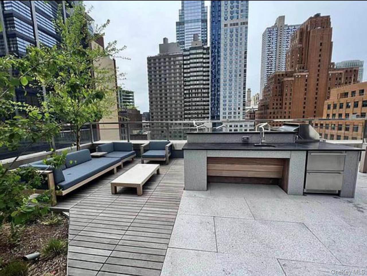 131-03 40 Road, Unit 18E Queens, NY 11354 - Photo 25 of 33 a roof deck with couches and potted plants