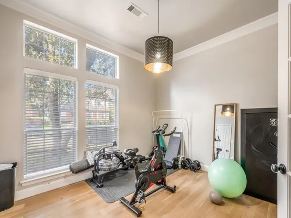 a room with gym equipment