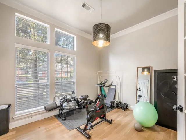 a room with gym equipment