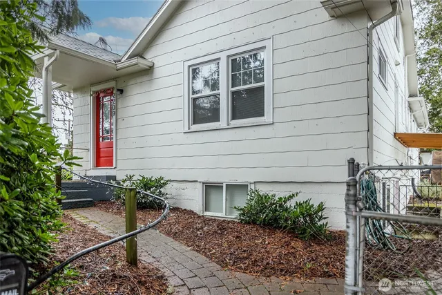 a house with a flower garden