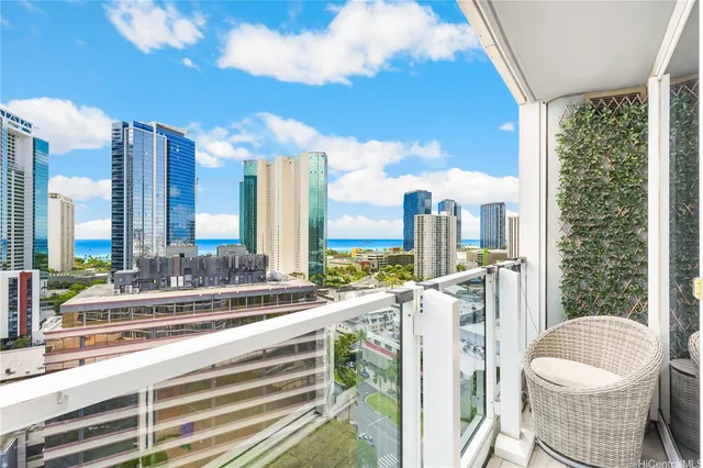 a view of a city from a balcony