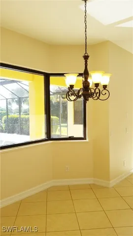 a view of a room with windows