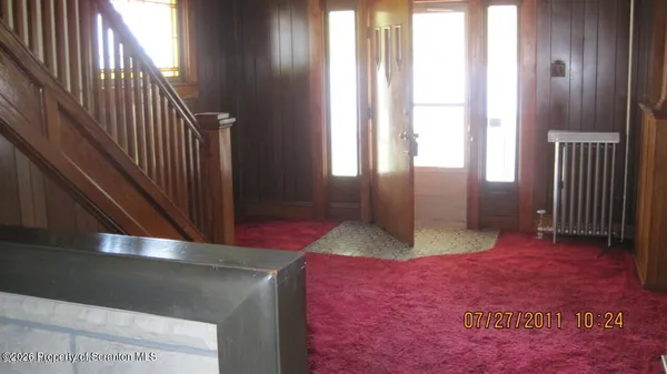 a view of a wooden door