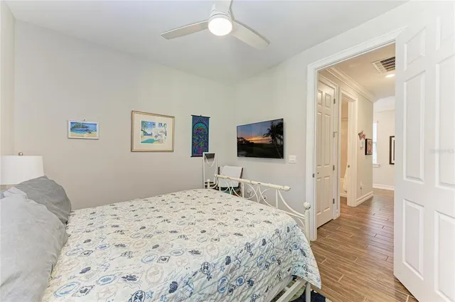 a view of a swimming pool and trees