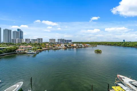 a view of a lake with houses