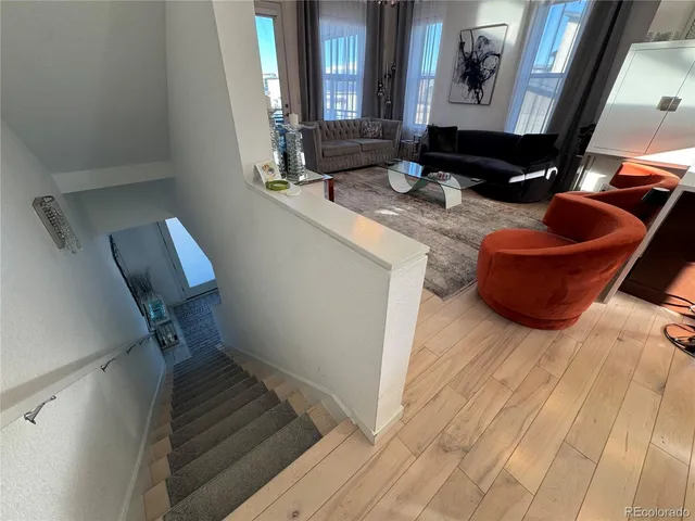 a room with table and mirror