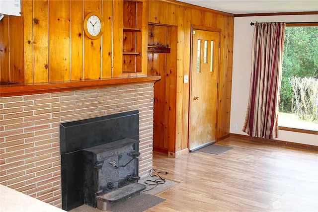 a view of a fireplace in a room