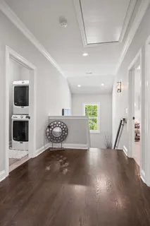 a view of a garden with an outdoor space