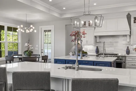 a kitchen with cabinets and appliances