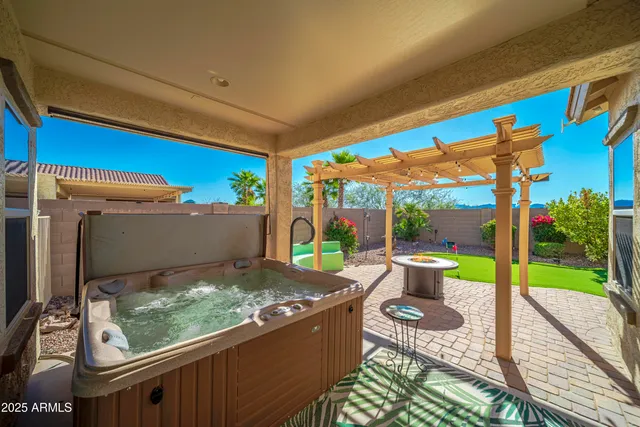 a view of a porch with furniture