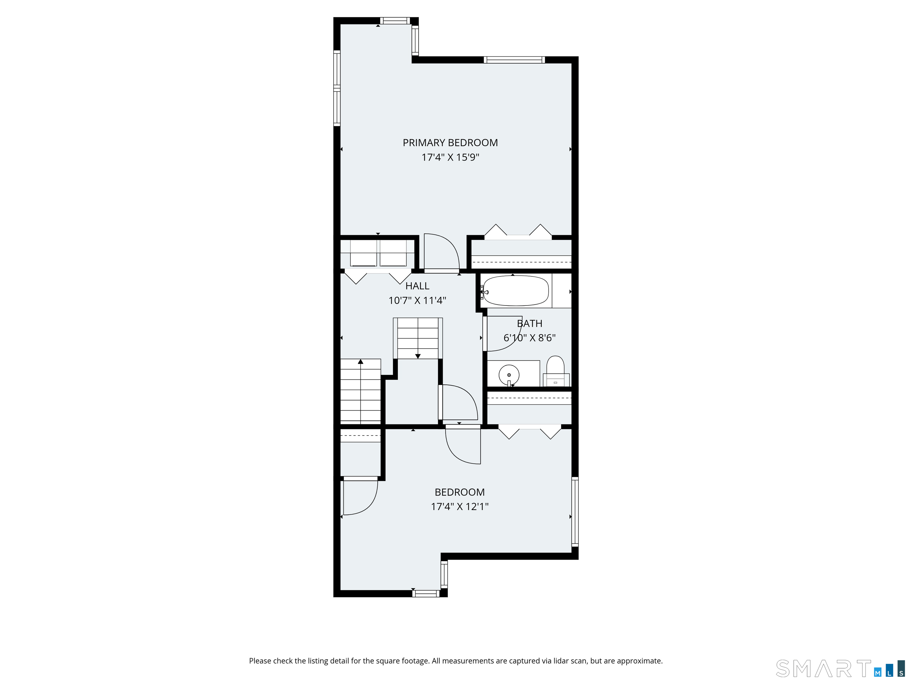 5 Talcott Ridge Road, Unit F Farmington, CT 06032 - Photo 30 of 31 Floor Plan - Upper Level - Upper level floor plan outlining bedroom locations, bathroom, and hallway.