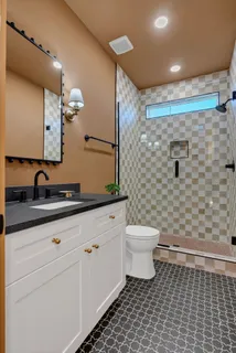 a view of a back yard from a patio