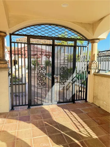 a outside view of a building with a balcony