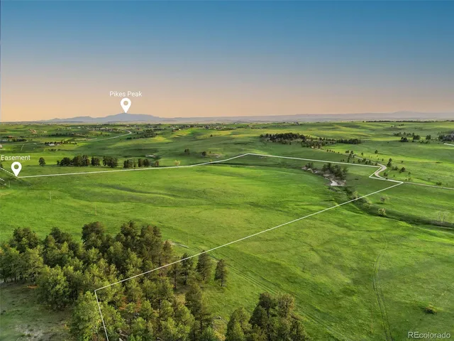 a view of a field with an trees