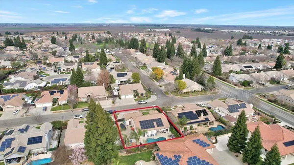 an aerial view of a house
