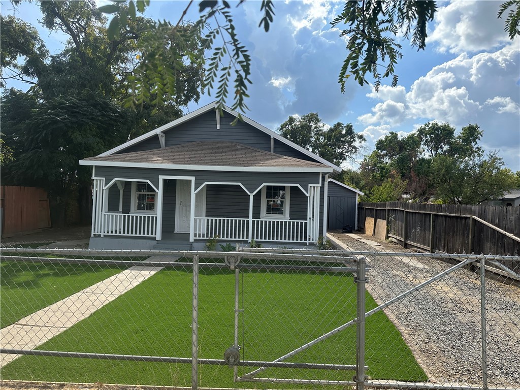 a house view with a garden space