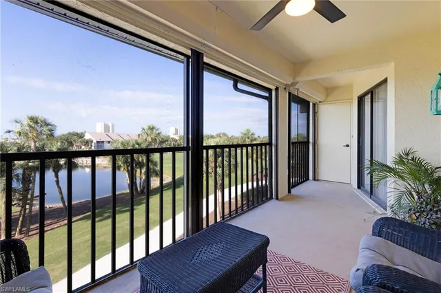 a balcony with furniture