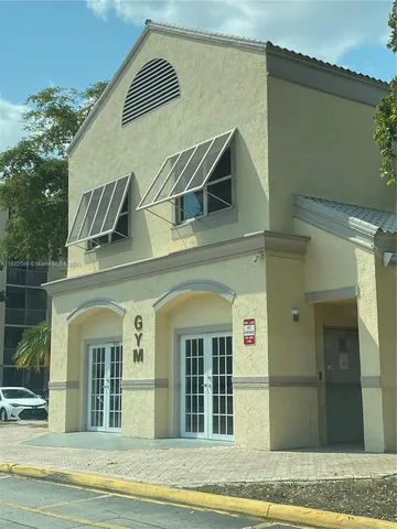 a view of a building with a door