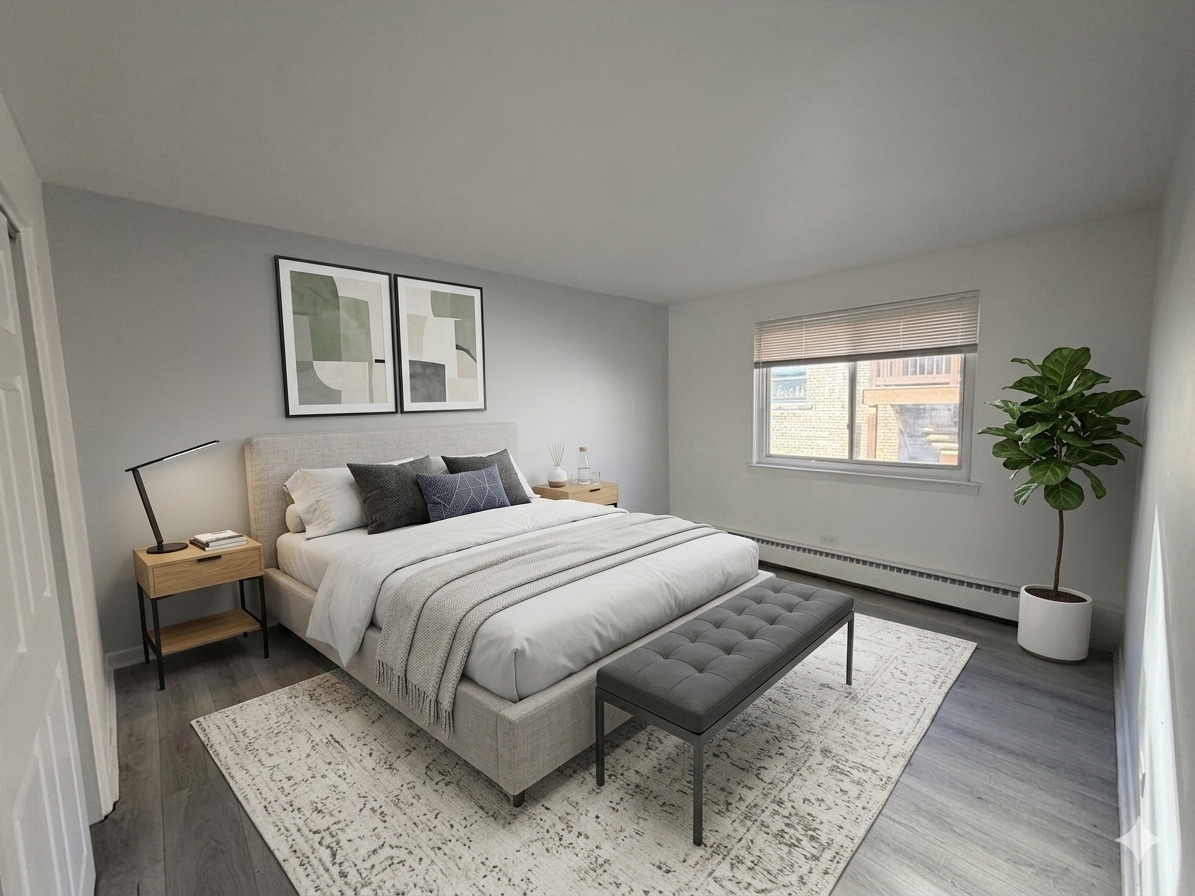 2033 West 111th Street, Unit 2S Chicago, IL 60643 - Photo 5 of 8 a bedroom with bed and a couch