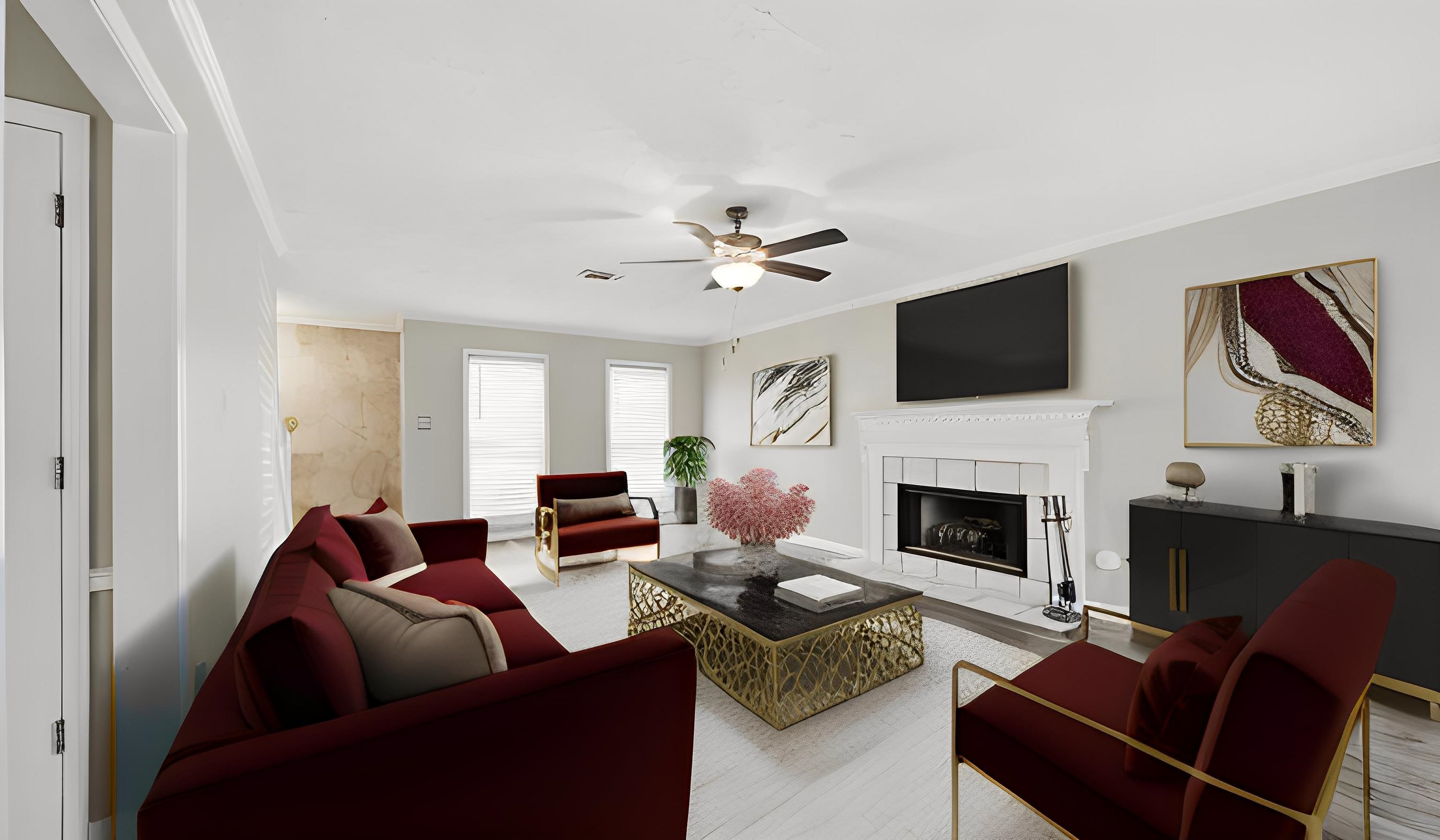 1785 Candle Ridge Drive Cordova, TN 38016 - Photo 1 of 39 a living room with furniture fireplace and a flat screen tv