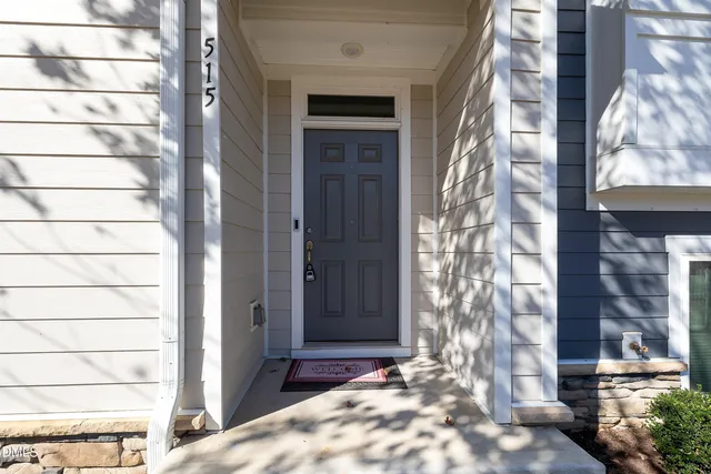 a view of entryway with brick walls