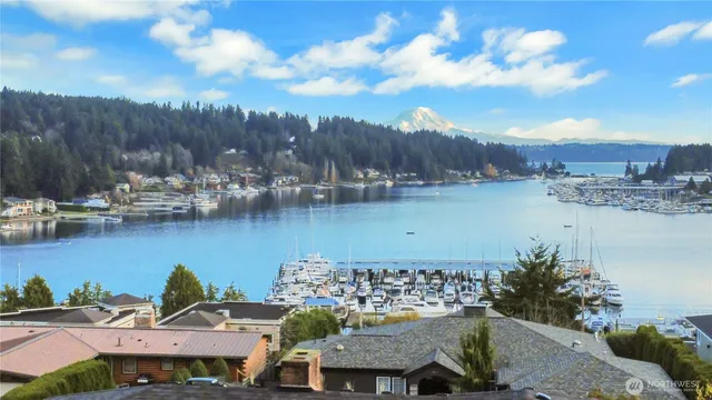 a view of a lake with a house