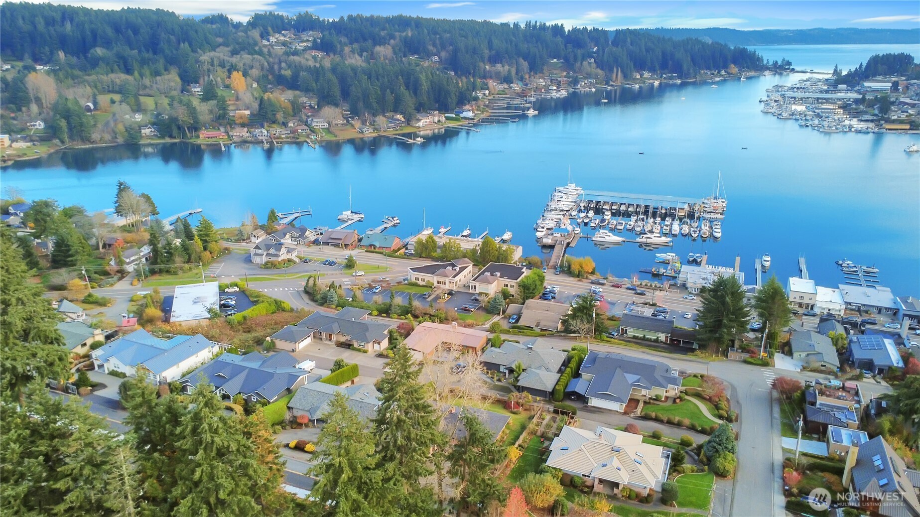 9013 Prentice Avenue Gig Harbor, WA 98332 - Photo 15 of 16 an aerial view of lake and residential houses with outdoor space