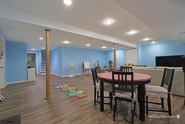 a view of a dining area with furniture