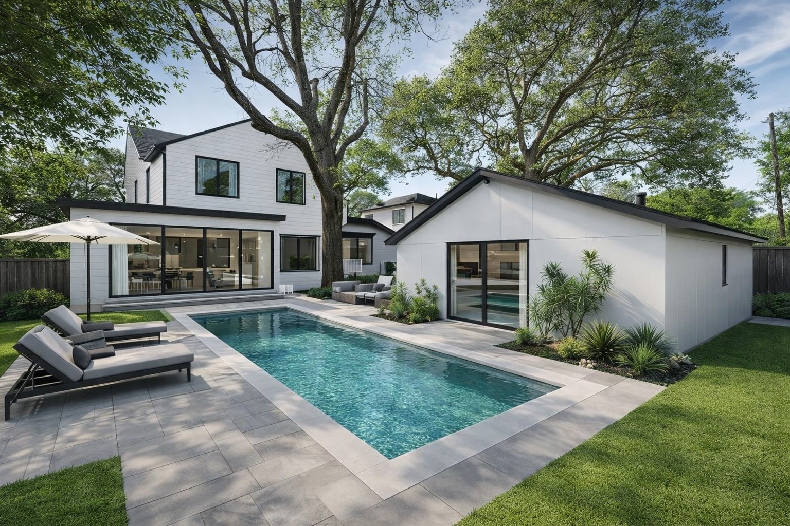 3215 Milburn Street Houston, TX 77021 - Photo 3 of 34 Exterior backyard rendering with pool. This is not a current photo of the home.
