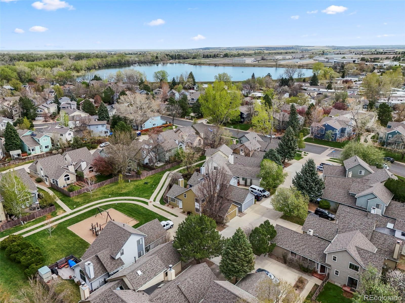 4829 Baldwin Place Boulder, CO 80301 - Photo 42 of 45 an aerial view of a house with a lake view