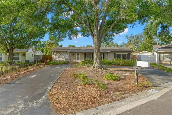 front view of a house with a tree