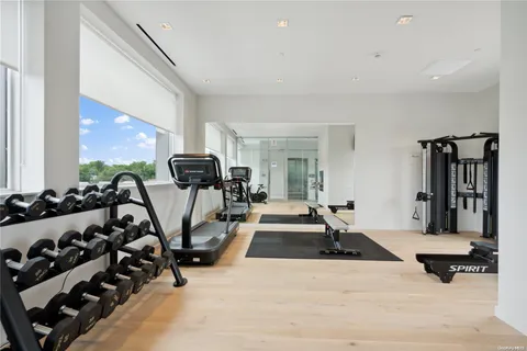 a view of a room with gym equipment