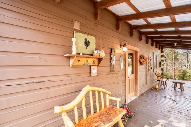 a balcony with furniture