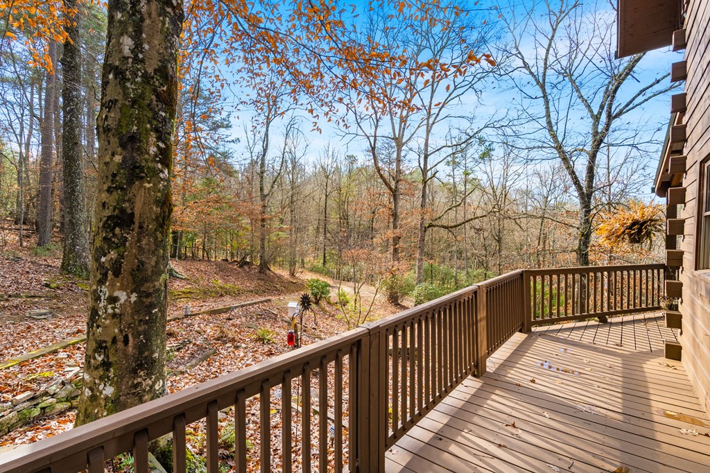 488 Smith Road Brasstown, NC 28902 - Photo 23 of 42 a view of a balcony with wooden fence and floor