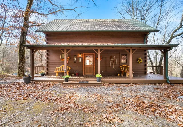 a front view of a building with a street