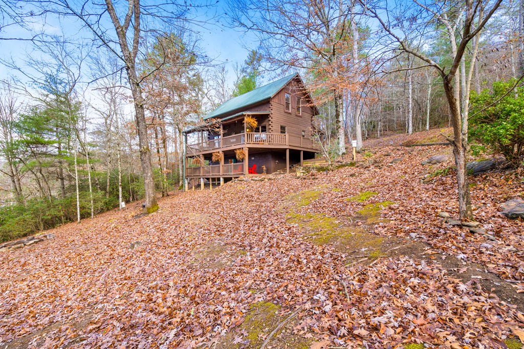 488 Smith Road Brasstown, NC 28902 - Photo 35 of 42 a front view of a house with a yard covered with snow and trees